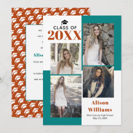 Anuncio Clase de 2025 cuatro fotos verde azuladas, graduac