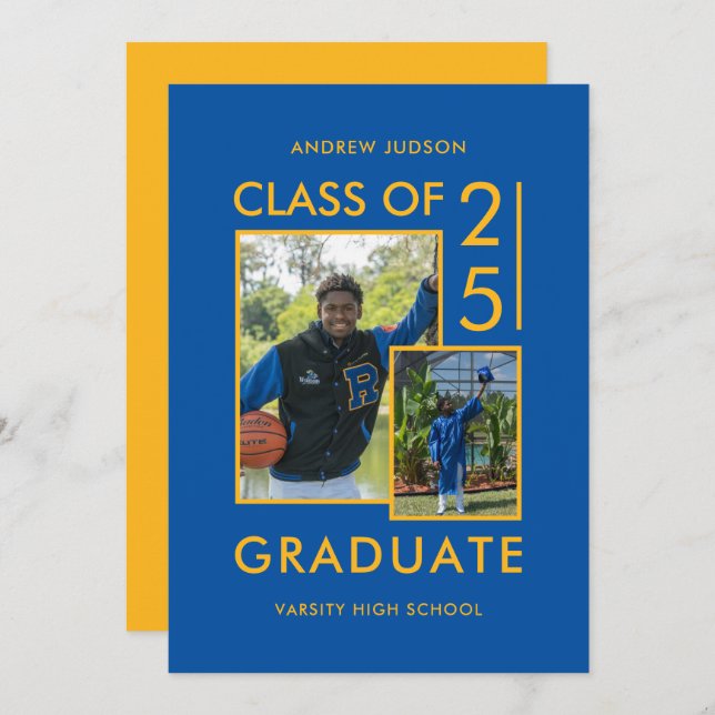 Anuncio Clase De 25 Fotos Graduación Azul Y Casa Abierta (Anverso / Reverso)