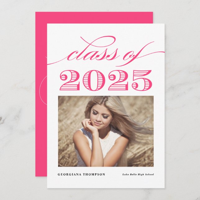 Anuncio Clase de cosecha en caliente rosa de 2025 Graduaci (Anverso / Reverso)