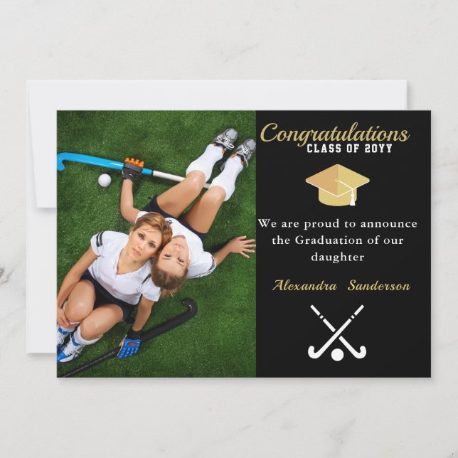 Anuncio Clase de graduación de fotografía de hockey sobre  (Anverso)