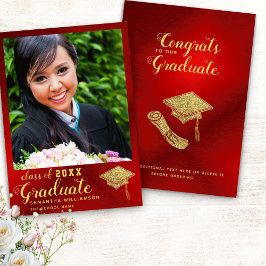 Anuncio Clase de Graduación Fotográfica de Oro y Rojo 2025