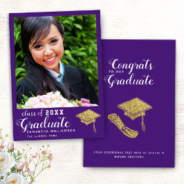 Anuncio Clase de Graduación Púrpura de Foto Graduada de Gr