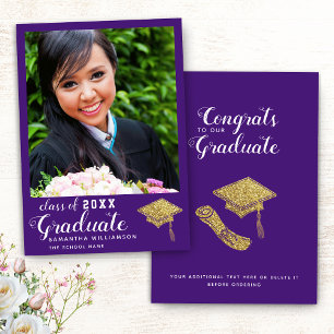 Anuncio Clase de Graduación Púrpura de Foto Graduada de Gr
