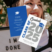 Clase de graduación retro azul y gris de 2025