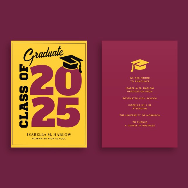 Anuncio Clase de Graduación Retro Maroon Gold de 2025 (Subido por el creador)