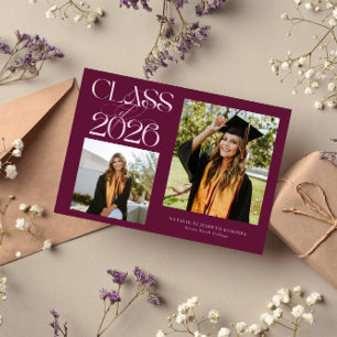 Anuncio Clase Elegante de 2026 Tipografía Grad Cranberry