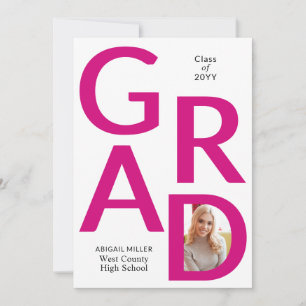 Anuncio Clase GRAD rosa magenta de 2025 foto graduada