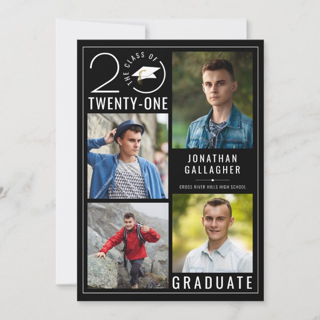 Anuncio CLASE Moderna DE 2021 Graduado Negro Collage de fo (Anverso)