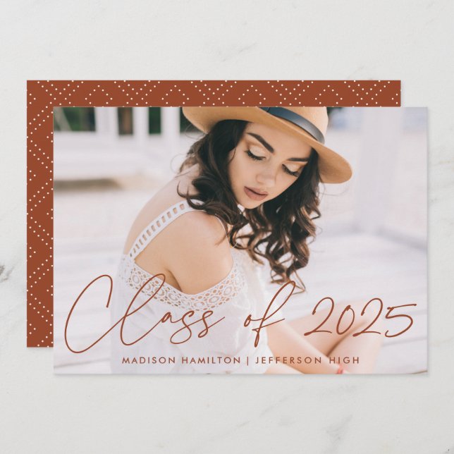 Anuncio Clase moderna de 2025 Foto con guión de terracota (Anverso / Reverso)