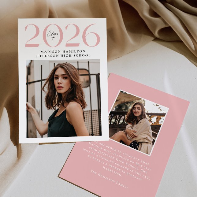 Anuncio Clase moderna de 2025 Graduación de fotos rosa 2 (Subido por el creador)