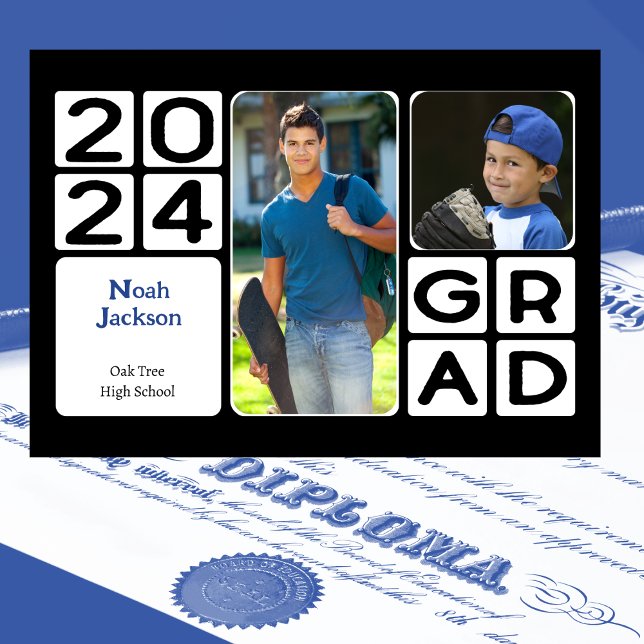 Anuncio Clase moderna de graduación en 2024 (Graduation Announcement - Modern way to celebrate and honor your grad. Go Class of 2024 )