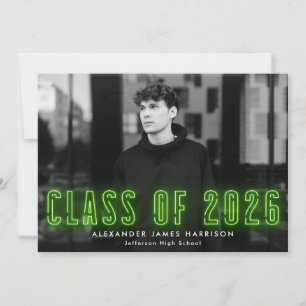 Anuncio Clase moderna de neón limón de 2023 Graduación fot