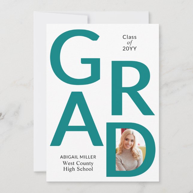 Anuncio Clase verde azulada azul GRAD de 2025 foto graduad (Anverso)