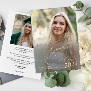Anuncio Clásica clase de foto de guión dorado de la gradua