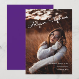 Anuncio Clásica Foto con Texto en Blanco Graduación Morada