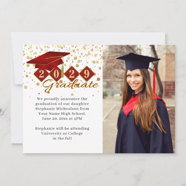 Anuncio Clásico 2 Graduación de fotos rojo y oro (Anverso)