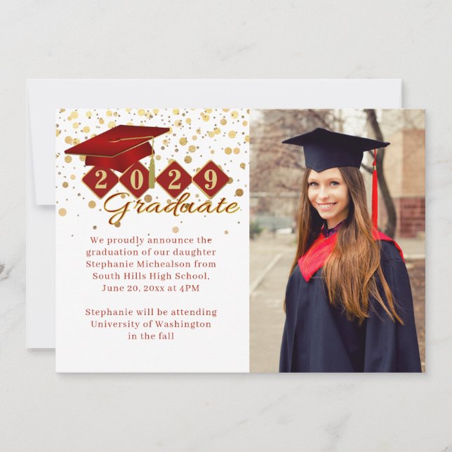 Anuncio Clásico 2 Graduación de fotos rojo y oro (Anverso)