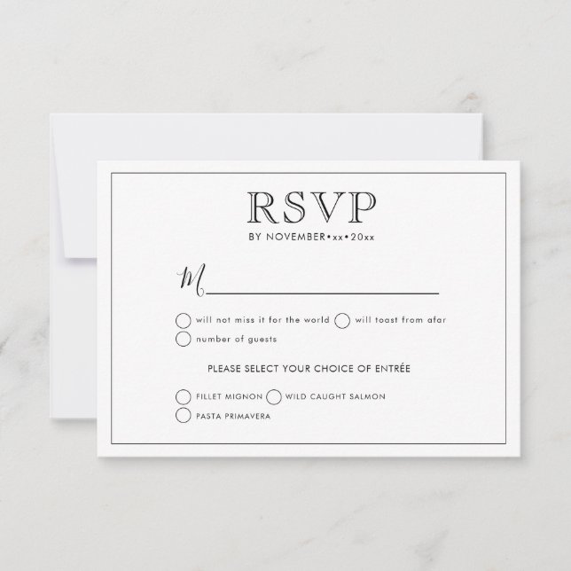 Anuncio Clásico Boda RSVP Estilo (Anverso)