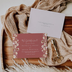 Anuncio Clásico Boho Rubor Wildflower Elopement