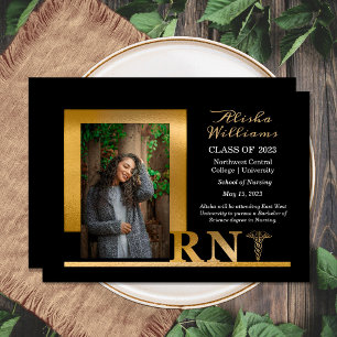 Anuncio Clásico elegante oro RN Caduceus 1 foto negro