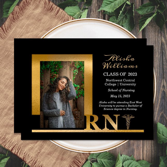 Anuncio Clásico elegante oro RN Caduceus 1 foto negro (Subido por el creador)