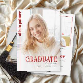Anuncio Class of 2026 GRADUATE minimalist red photo