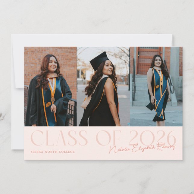Anuncio Class of 2026 Script Name Peach Grad Photo (Anverso)