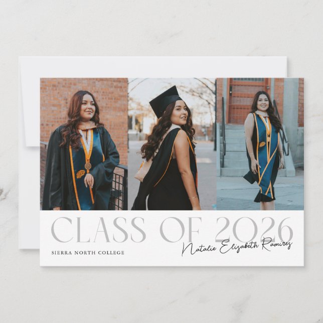 Anuncio Class of 2026 Script Name White Grad Photo (Anverso)