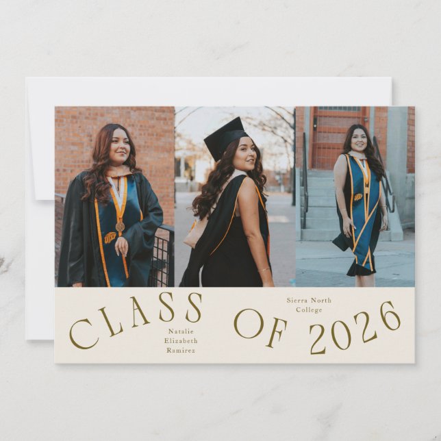 Anuncio Class of 2026 Typography Grad Photo Cream (Anverso)