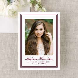 Anuncio Classic Burgundy Double Border Photo Graduation