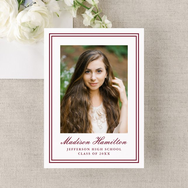 Anuncio Classic Burgundy Double Border Photo Graduation (Subido por el creador)