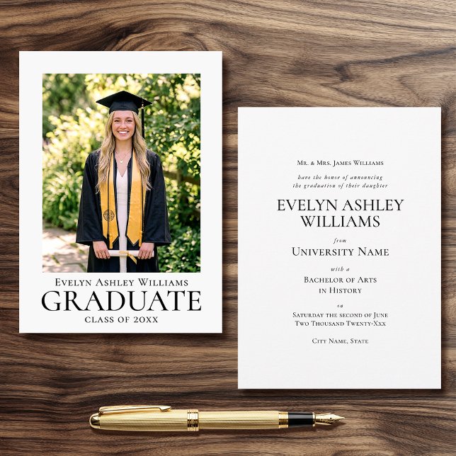 Anuncio Classic Graduation Announcement Card Photo Formal (Subido por el creador)