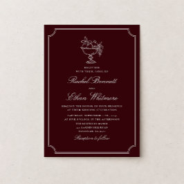Anuncio Classic Wine Red Double Frame Wedding Invitation