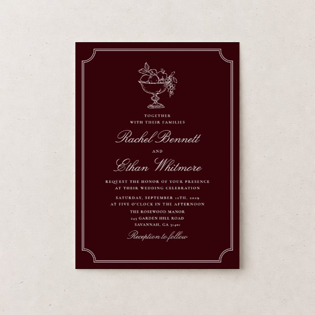 Anuncio Classic Wine Red Double Frame Wedding Invitation (Subido por el creador)