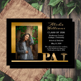 Anuncio Classy Elegant Gold PA Caduceus 1 Photo Black Grad