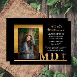 Anuncio Classy Elegante Caduceo MD de oro 1 Foto Negro 