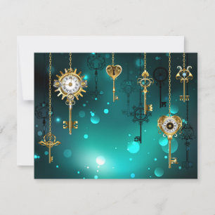 Anuncio Claves de esqueleto antiguas sobre fondo verde