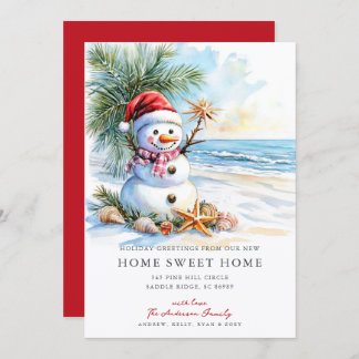 Anuncio Coastal Snowman Home Sweet Home Card