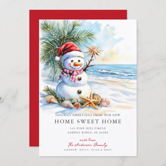 Anuncio Coastal Snowman Home Sweet Home Card (Anverso / Reverso)