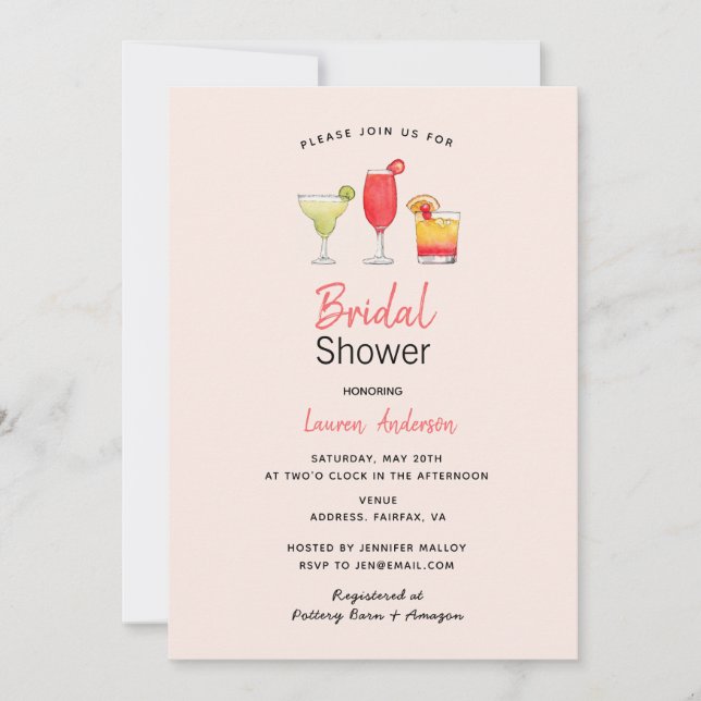 Anuncio Cóctel de agua ducha de novia rosa (Anverso)