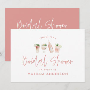 Anuncio Cóctel rosado elegante ducha de novia moderna