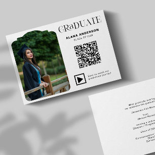 Anuncio Código QR de Foto de Graduación Moderna Minimal Ar
