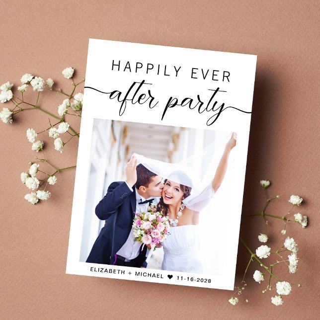 Anuncio Código QR de Foto de Recepción de Boda Felices par (An chic Happily Ever After Party Invitation to celebrate your wedding)