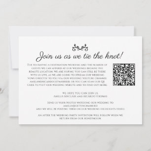 Anuncio Código QR del flujo en vivo del boda blanco negro