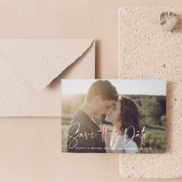 Anuncio Código QR Modern Script Photo Wedding Guardar La F