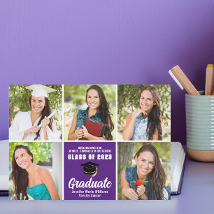 Anuncio Colaje de Fotos de Graduado Morado Personalizado G