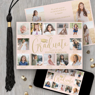 Anuncio Colaje de Fotos y Leyendas Graduación Rosa Blush