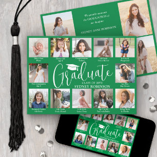 Anuncio Colaje de fotos y leyendas graduación verde y blan