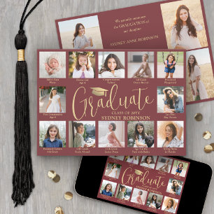 Anuncio Colaje de fotos y subtítulos graduación dorado bur