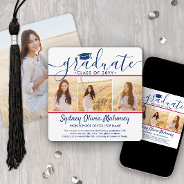 Anuncio Colaje de graduación moderno de 4 fotos en rojo, b